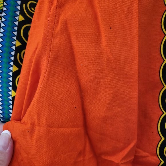 Unisex One Size African Dashiki Shirt & Pants 2pc. Set Orange and‎ Blue - Picture 8 of 9